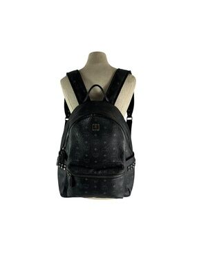 Genuine MCM Monogram Stark Side Studs Visetos Black Backpack Logo Unisex